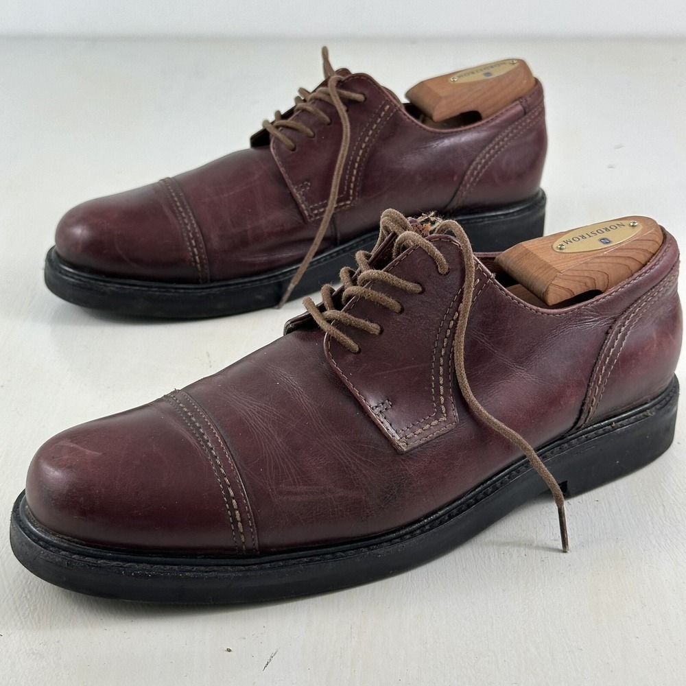 Ecco Men's Cap Toe Oxford Shoes‎ 42 EU US 8 Wine Burgundy Vibram Gumlite Leather